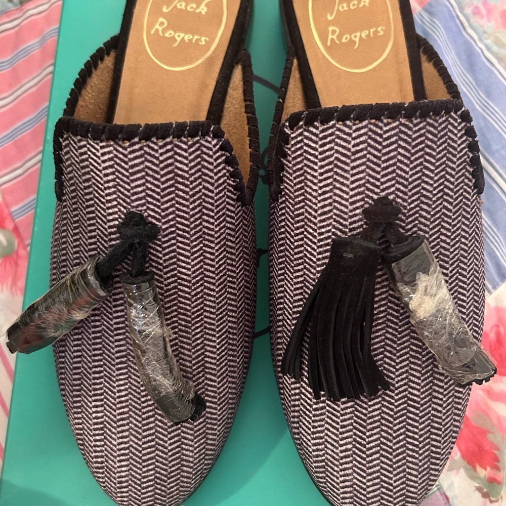 Jack Rogers Delaney Mule - Black Herringbone size 7